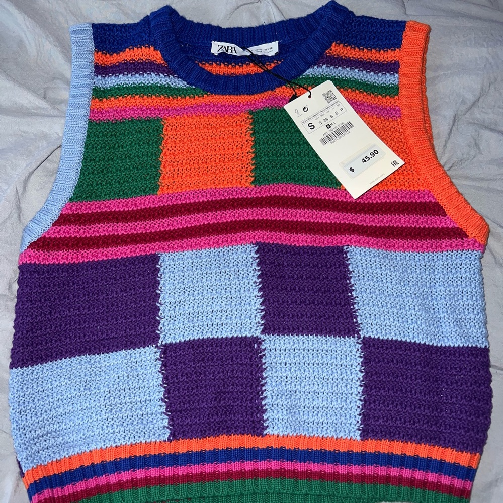 Plaid Knit Vest